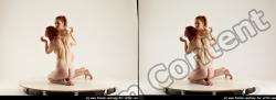 Nude Woman - Woman White Slim long red 3D Stereoscopic poses Pinup